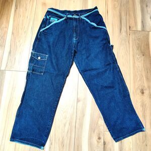 Vintage Y2K School Of Hard Knocks Embroidered Skater Carpenter Jeans Size 38X31